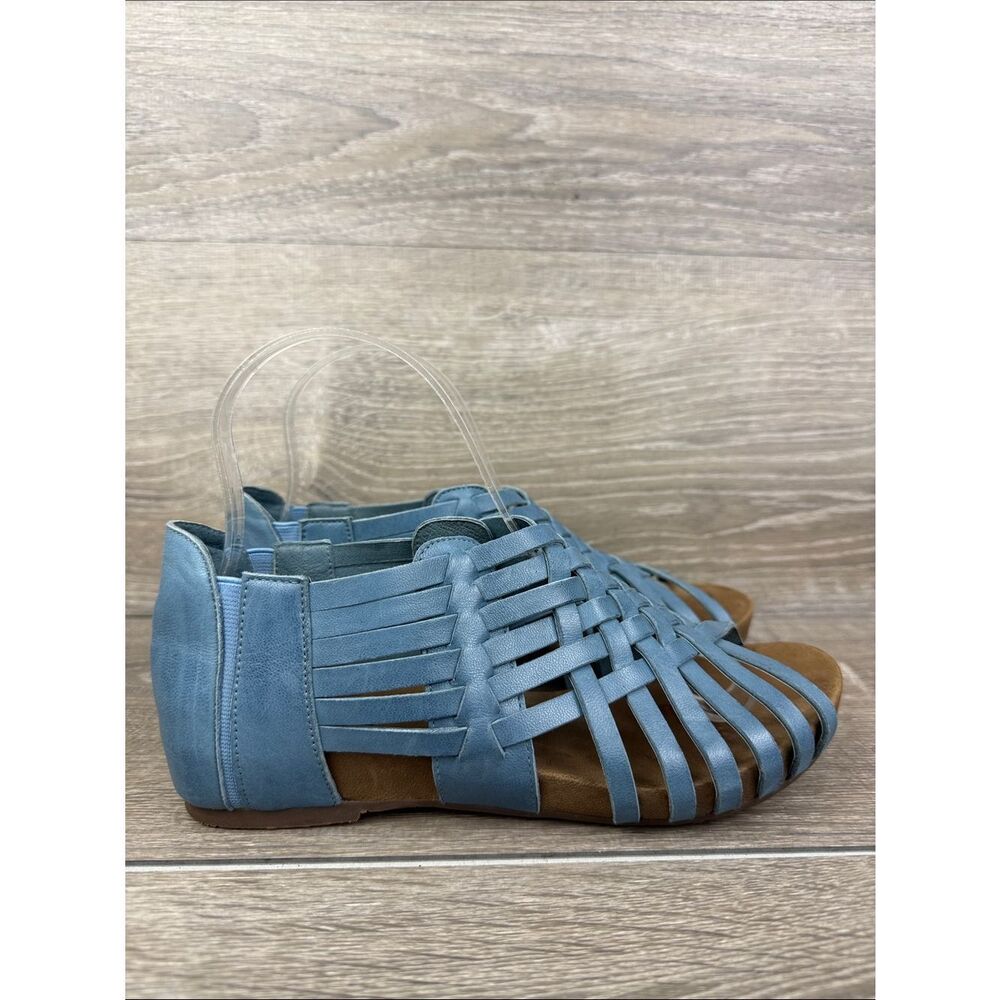 Chocolat Blu Viva Women’s Sz 7 Blue Woven Leather Slip On Open Toe Sandals